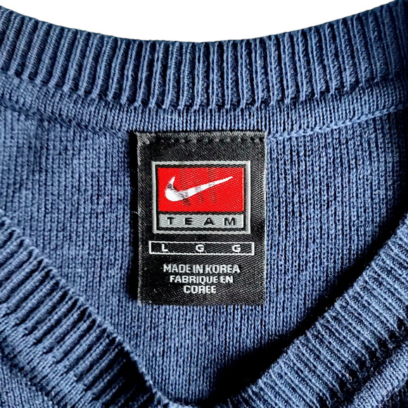 Vintage Nike Syracuse University Men's Navy Blue Sweater Vest 100% Cotton Y2K LG - Picture 6 of 9